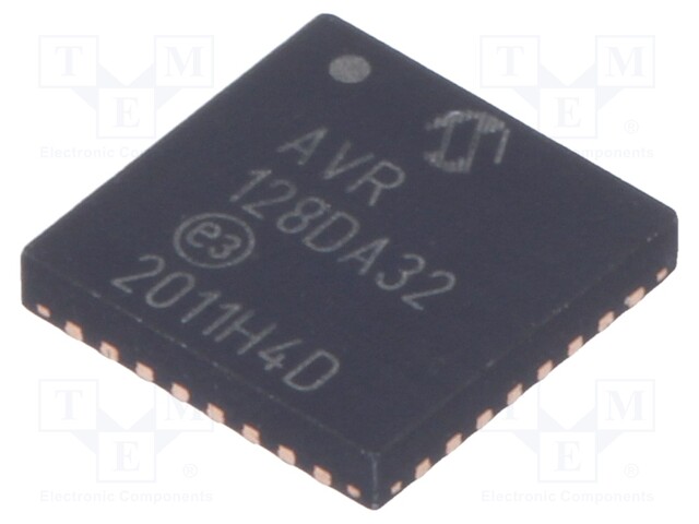 AVR microcontroller; EEPROM: 512B; SRAM: 16kB; Flash: 128kB; VQFN32