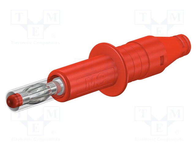 Plug; 4mm banana; 32A; 600V; red; 2.5mm2; Plating: nickel plated