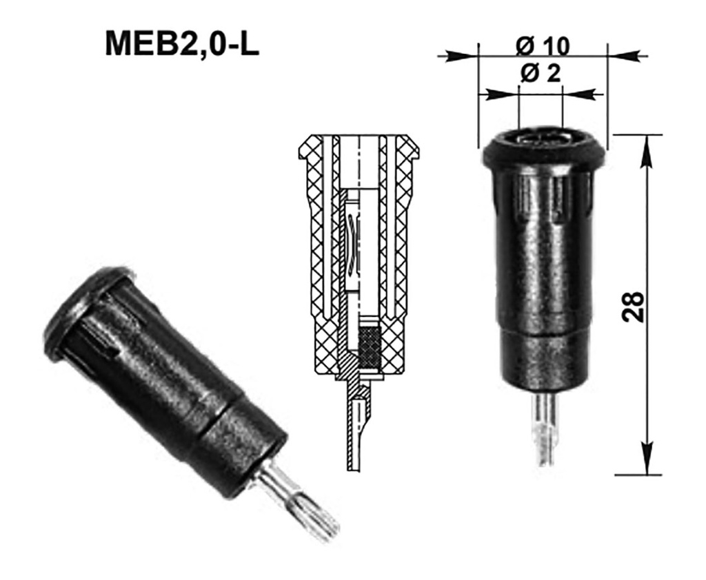 Socket; 2mm banana; Overall len: 28mm; white; Mounting: soldered