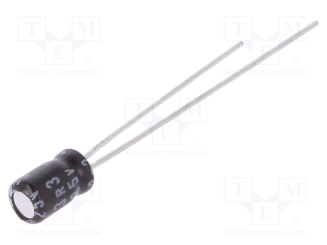 Capacitor: electrolytic; THT; 3.3uF; 25VDC; Ø3x5mm; Pitch: 1mm; ±20%