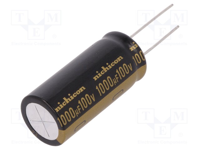 Capacitor: electrolytic; THT; 1000uF; 100VDC; Ø18x40mm; ±20%; 2000h