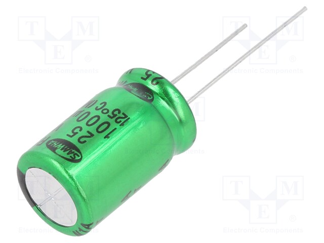 Capacitor: electrolytic; THT; 1000uF; 25VDC; Ø12.5x20mm; ±20%