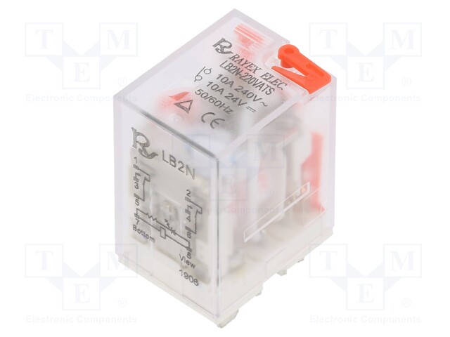 Relay: electromagnetic; DPDT; Ucoil: 230VAC; 10A/240VAC; 10A/24VDC