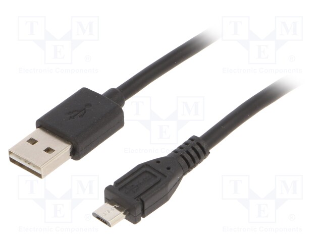 Cable; USB 2.0; USB A plug,USB B micro plug; gold-plated; 1m