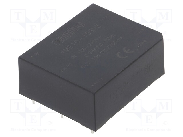 Converter: AC/DC; 10.5W; Uout: 15VDC; Iout: 0.7A; 81%; Mounting: PCB