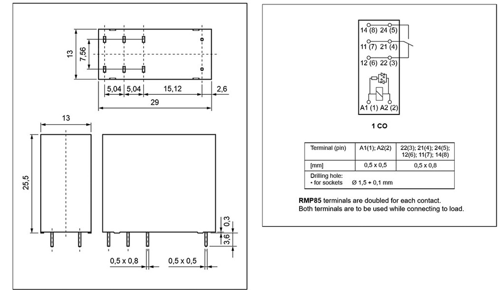 Relay: electromagnetic; SPDT; Ucoil: 48VDC; 16A/250VAC; 16A/24VDC