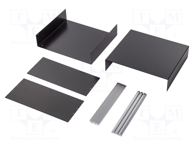 Enclosure: with panel; X: 300mm; Y: 261mm; Z: 134mm; aluminium; black
