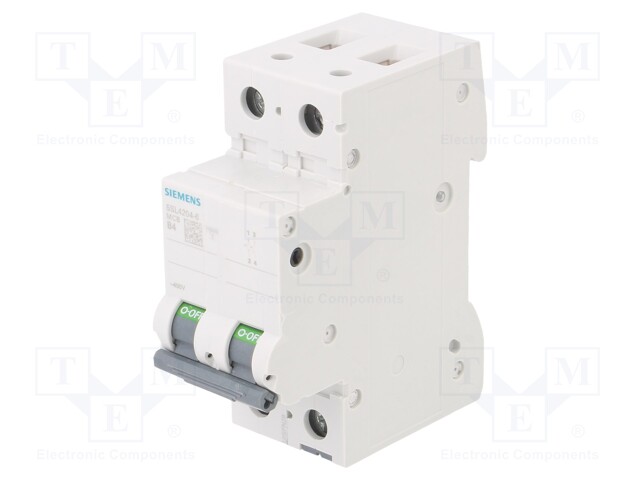 Circuit Breaker, MCB, 5SL4, 2P, 10 kA, 400 V, 4 A