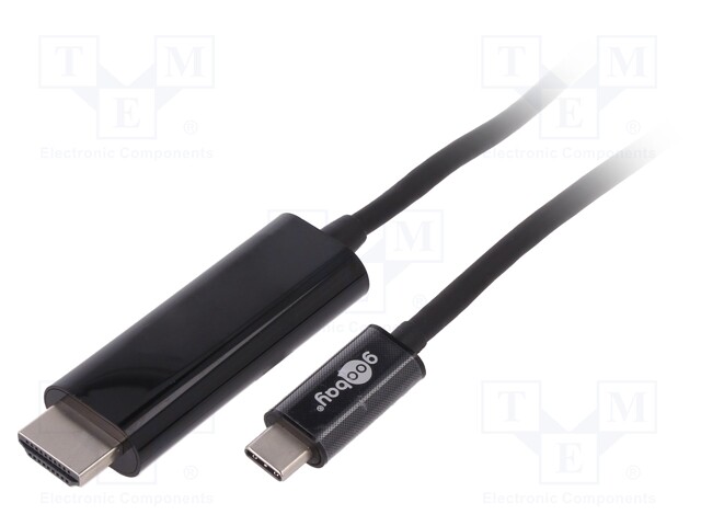 Adapter; High Speed; HDMI plug,USB C plug; 1.8m; Colour: black