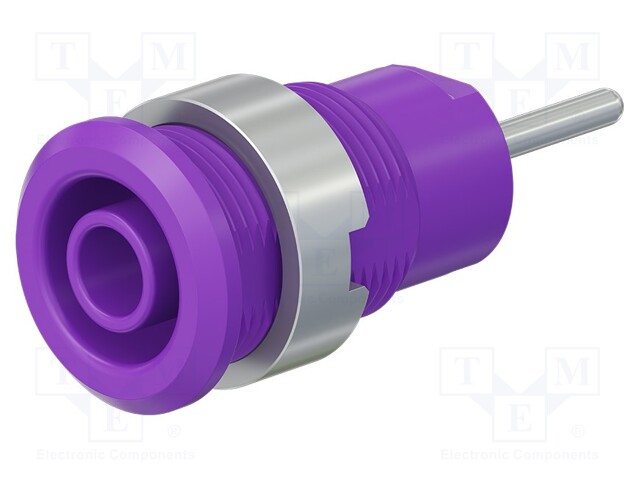 Socket; 4mm banana; 24A; 1kV; L: 35.5mm; violet; nickel plated