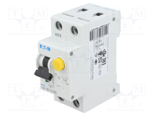 RCBO breaker; Inom: 40A; Ires: 30mA; Max surge current: 250A; 230V