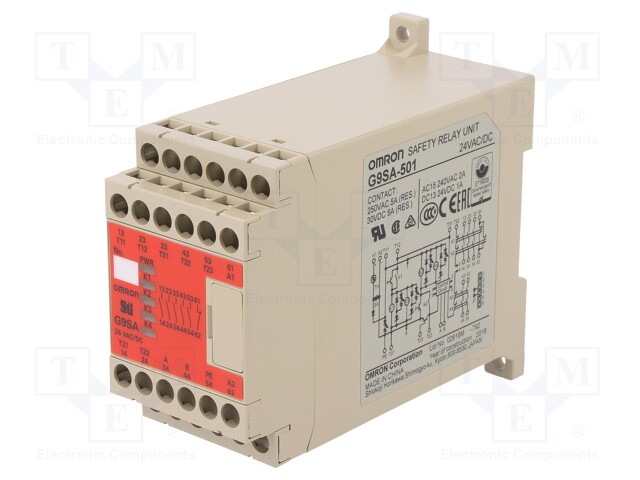 Module: safety relay; Series: G9SA; 24VDC; IN: 2; Mounting: DIN