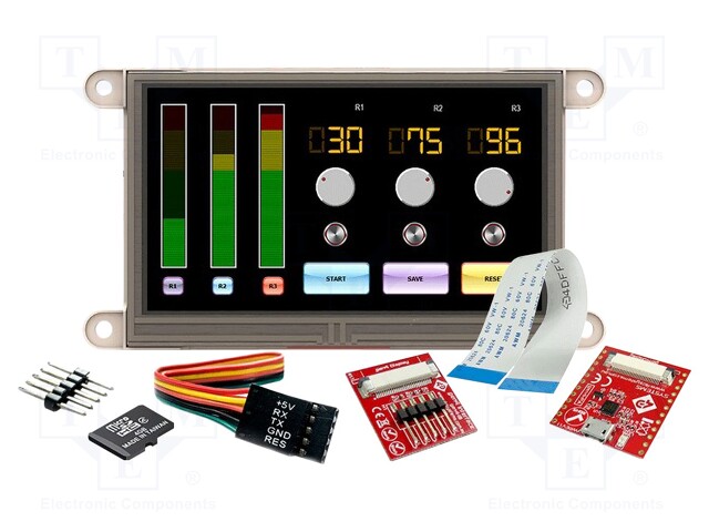 Dev.kit: with display; TFT; 4.3"; 480x272; Display: graphical; 32kB