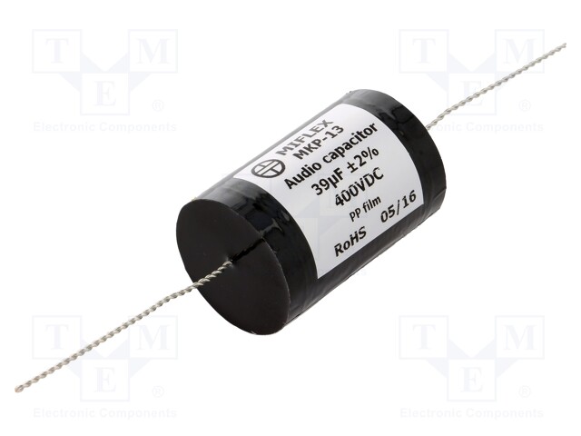 Capacitor: polypropylene; 39uF; 400VDC; ±2%; Ø38.7x67mm; -25÷85°C