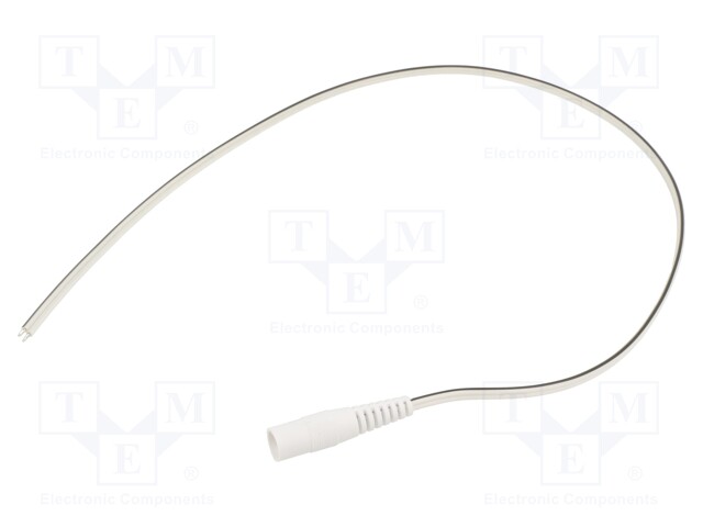 Cable; wires,DC 5,5/2,1 socket; straight; 0.5mm2; white; 0.5m