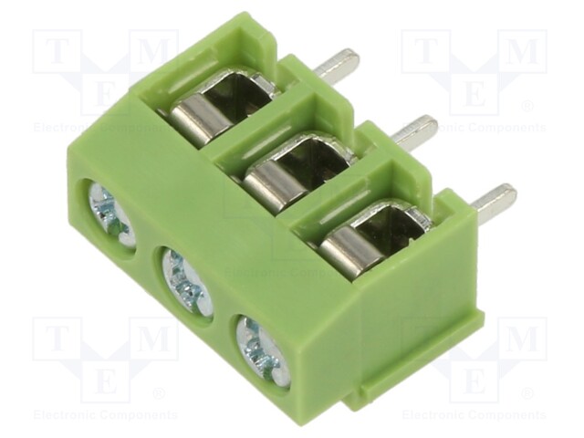 PCB terminal block; angled 90°; 5mm; ways: 3; on PCBs; 2.5mm2; 10A