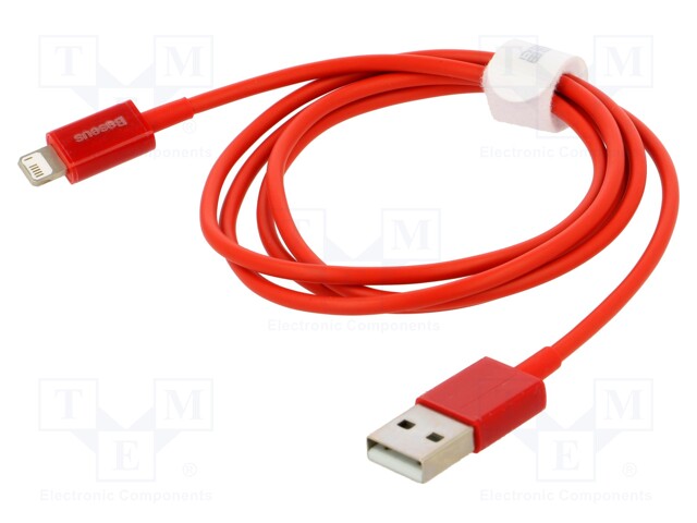 Cable; Apple Lightning plug,USB A socket; 1m; red; 2.4A