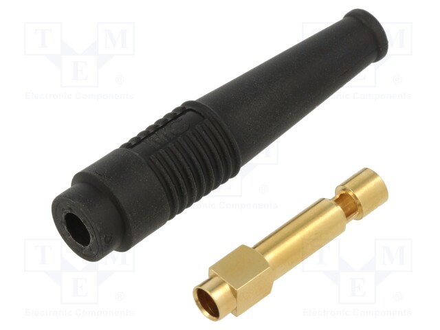 Socket; 4mm banana; 32A; 30VAC; 60VDC; 50mm; black; gold-plated