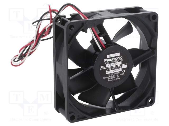 Fan: DC; axial; 12VDC; 80x80x25mm; 70.2m3/h; 30dBA; ball bearing