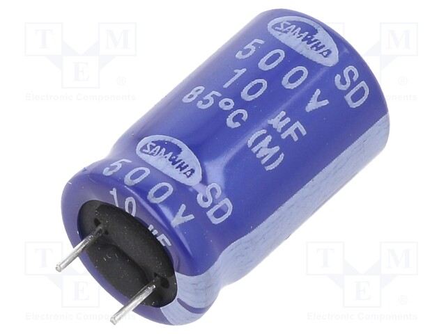 Capacitor: electrolytic; THT; 10uF; 500VDC; Ø12.5x20mm; ±20%; 2000h