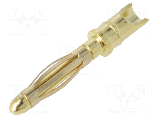 Plug; 2mm banana; 15A; Contacts: brass gold plated; 16AWG; 1.2mΩ