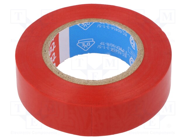 Electrically insulated tape; PVC; W: 19mm; L: 33m; red