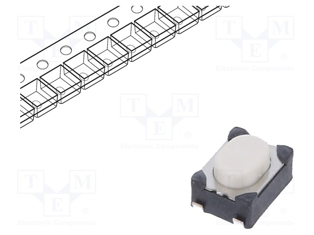 Microswitch TACT; SPST-NO; Pos: 2; 0.05A/16VDC; SMT; none; 2.6N