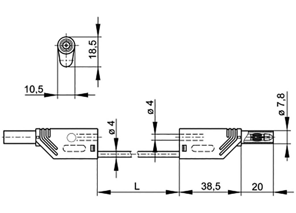 Test lead; 32A; banana plug with axial socket 4mm,both sides