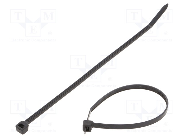 Cable tie; L: 200mm; W: 4.8mm; polyamide; 80N; black; Ømax: 50mm