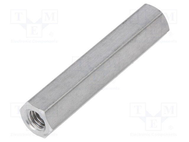 Screwed spacer sleeve; Int.thread: M5; 40mm; hexagonal; aluminium