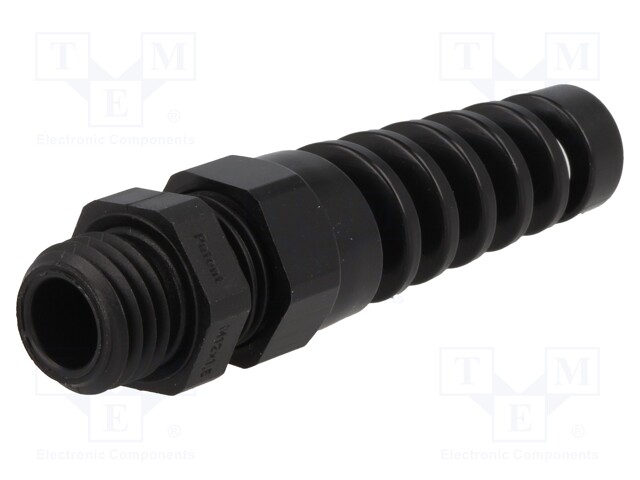 Cable gland; with strain relief; M12; IP68; Mat: polyamide; black