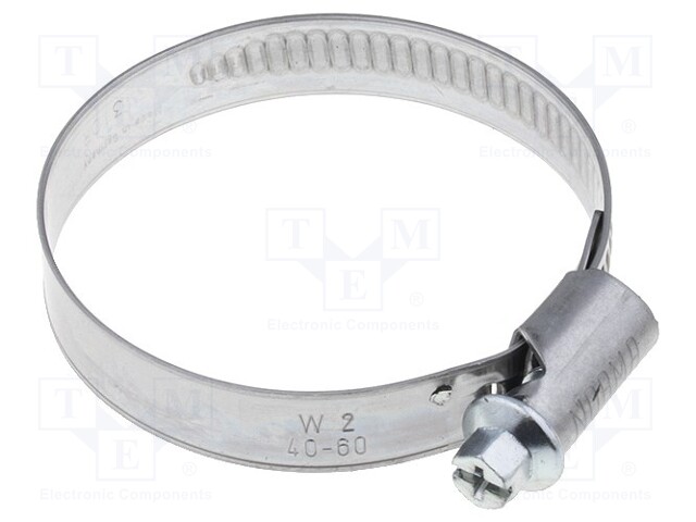 Worm gear clamp; 40÷60mm; steel; Plating: zinc