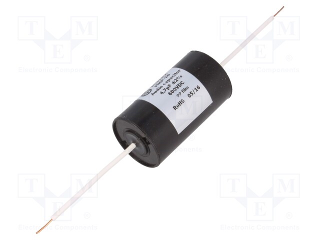 Capacitor: polypropylene; 4.7uF; 600VDC; ±2%; Ø28x51mm; -25÷85°C