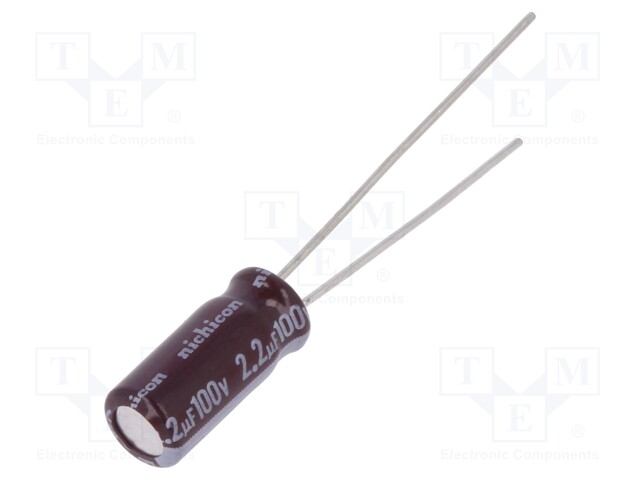 Capacitor: electrolytic; low impedance; THT; 2.2uF; 100VDC; ±20%