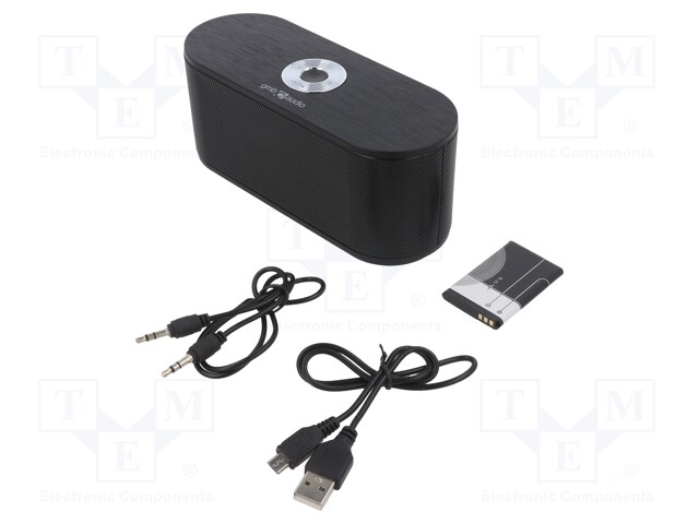 Speaker; black,silver; Jack 3,5mm,microSD,USB B micro; 10m; 12h