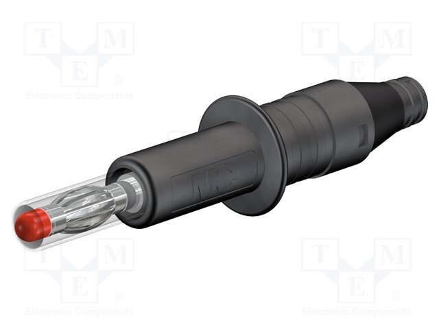 Plug; 4mm banana; 32A; 600V; black; 2.5mm2; Plating: nickel plated