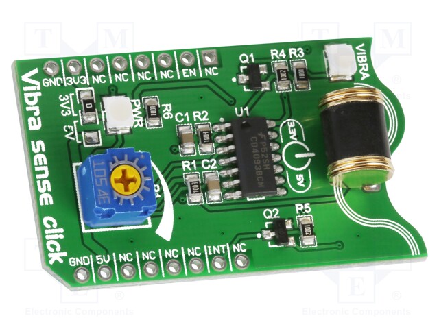 Click board; vibration sensor; GPIO; CD4093BCM; 3.3/5VDC