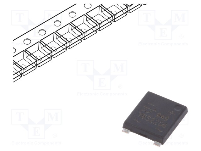 Single-phase bridge rectifier; Urmax: 600V; If: 2.2A; Ifsm: 90A