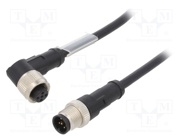 Connection lead; M12; PIN: 5; 5m; plug; 250VAC; 4A; -25÷80°C; 250VDC