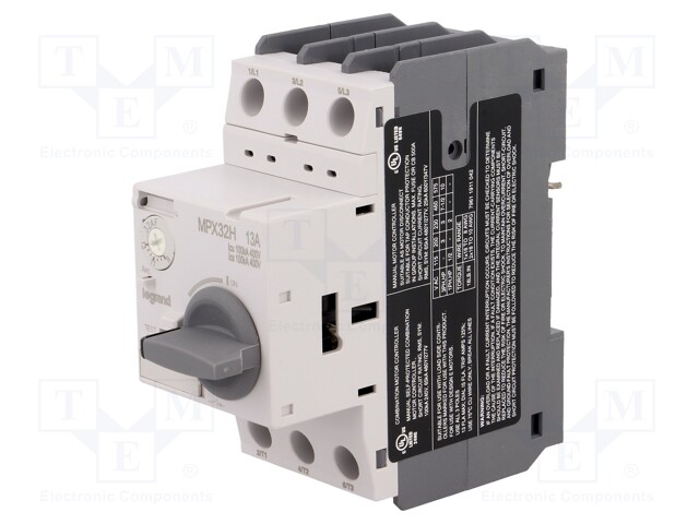 Motor breaker; 5.5kW; 230÷690VAC; DIN; Overcurrent release: 9÷13A