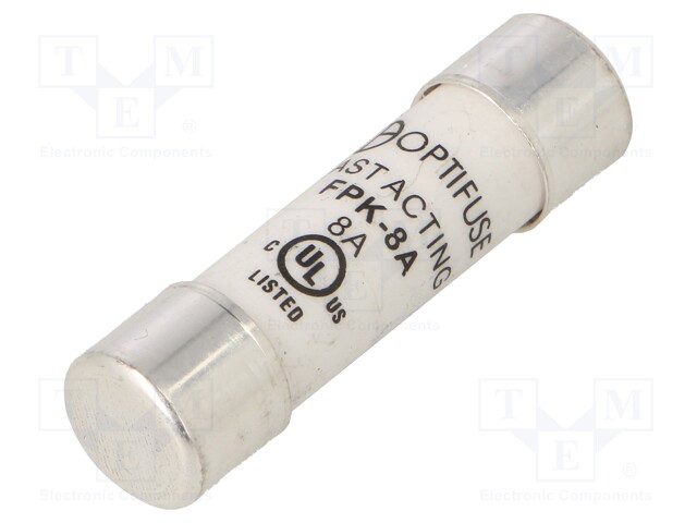 Fuse: fuse; quick blow; 8A; 600VAC; 600VDC; cylindrical,industrial