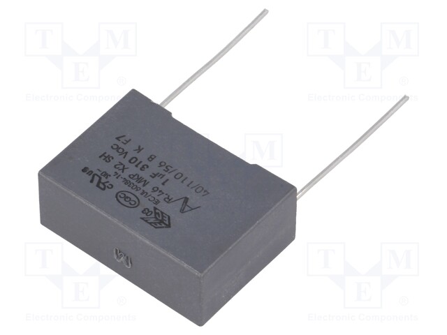 Capacitor: polypropylene; X2; 1uF; 22.5mm; ±20%; 26.5x10x18.5mm