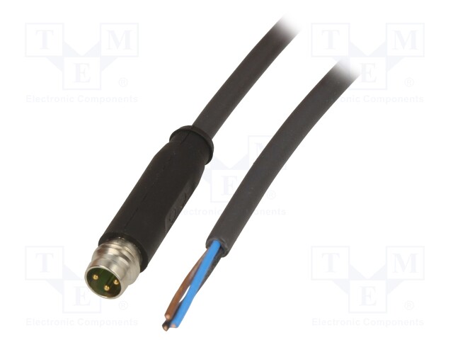 Connection lead; M8; PIN: 3; straight; 1.5m; plug; 50VAC; 4A; IP65