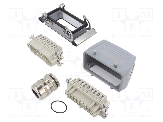 Connector: HDC; male + female; plug + socket; HE; PIN: 16; 16+PE