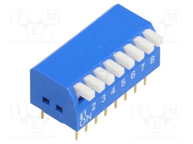 Switch: DIP-SWITCH; Poles number: 8; ON-OFF; 0.05A/12VDC; Pos: 2