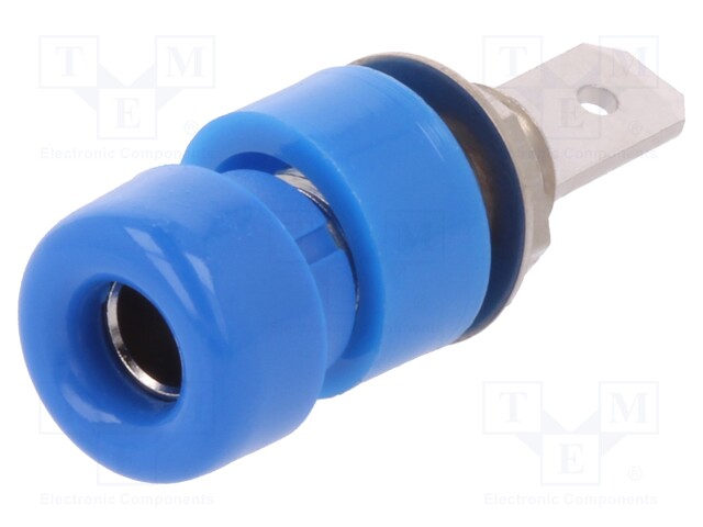 Socket; 4mm banana; 32A; 33VAC; 70VDC; blue; nickel plated; 5mΩ