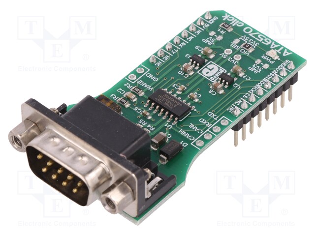 Click board; adaptor; CAN,SPI,UART; ATA6570; D-Sub 9pin; 3.3/5VDC