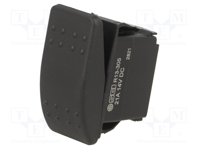 ROCKER; SPST; Pos: 2; OFF-ON; 20A/14VDC; black; IP56; none; UL94V-2