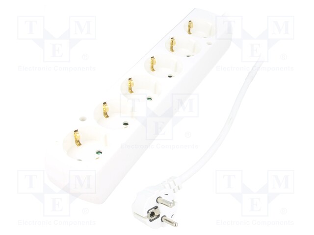 Extension lead; Schuko; Sockets: 6; PVC; white; 3x1,5mm2; Len: 10m