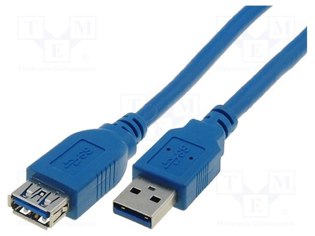 Cable; USB 3.0; USB A socket,USB A plug; nickel plated; 1.8m